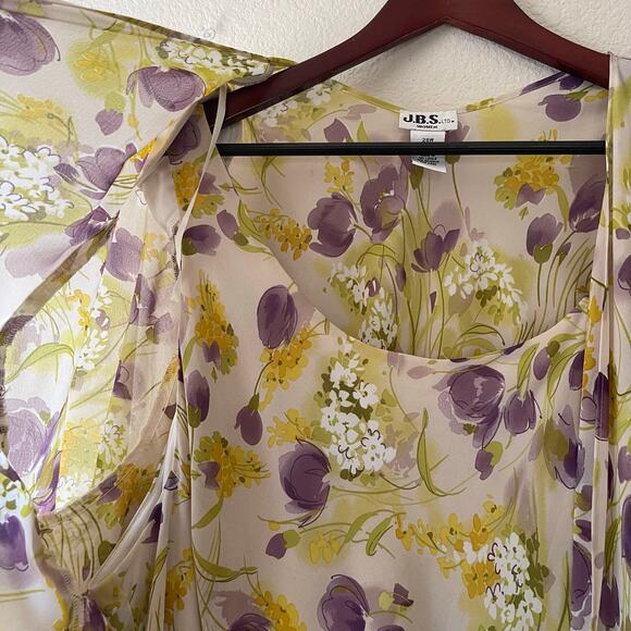 Vintage green‎ and purple floral 2 piece dress and jacket set size 3x - Picture 3 of 7